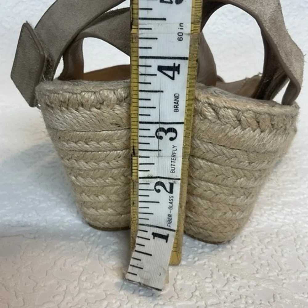 Tory Burch Bima Tan‎ Wedge Espadrille Ankle Strap Sandals Women 8 Spain Leather